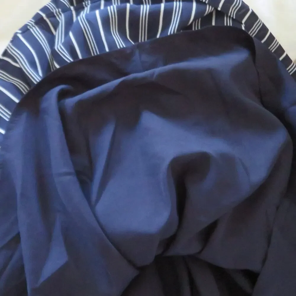 BB Dakota Off Shoulder Dress Fit & Flare Elastic Waist Striped Navy Blue White S